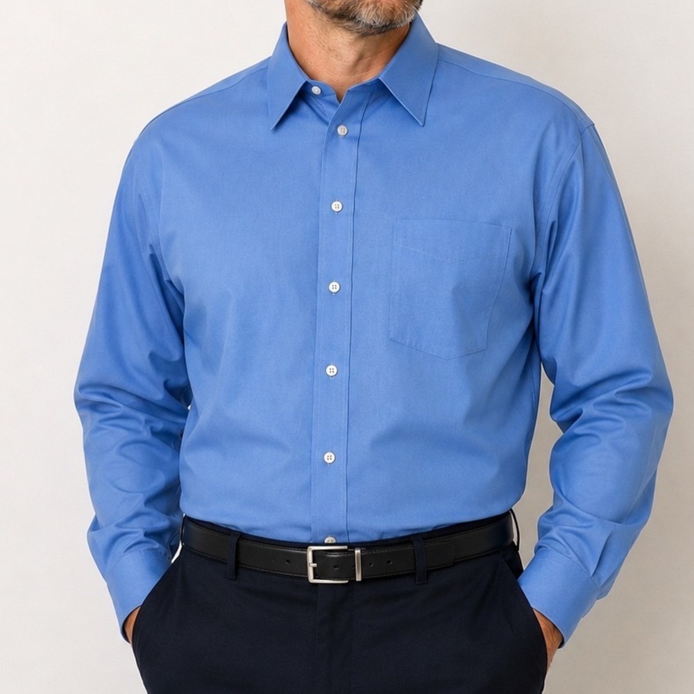 Stafford Executive Dress Shirt Mens 18 34-35 Blue Long Sleeve Classic Fit